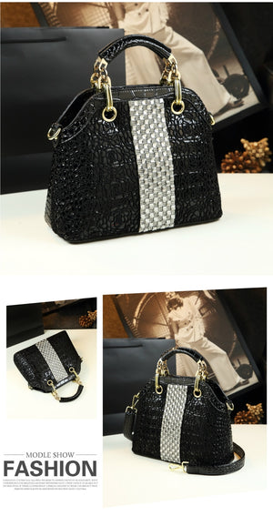 Diamonds and Lace Patterned Leather Bag