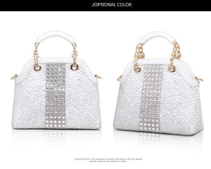Diamonds and Lace Patterned Leather Bag