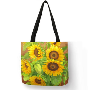Sunflower Power  Linen Eco Tote Bag
